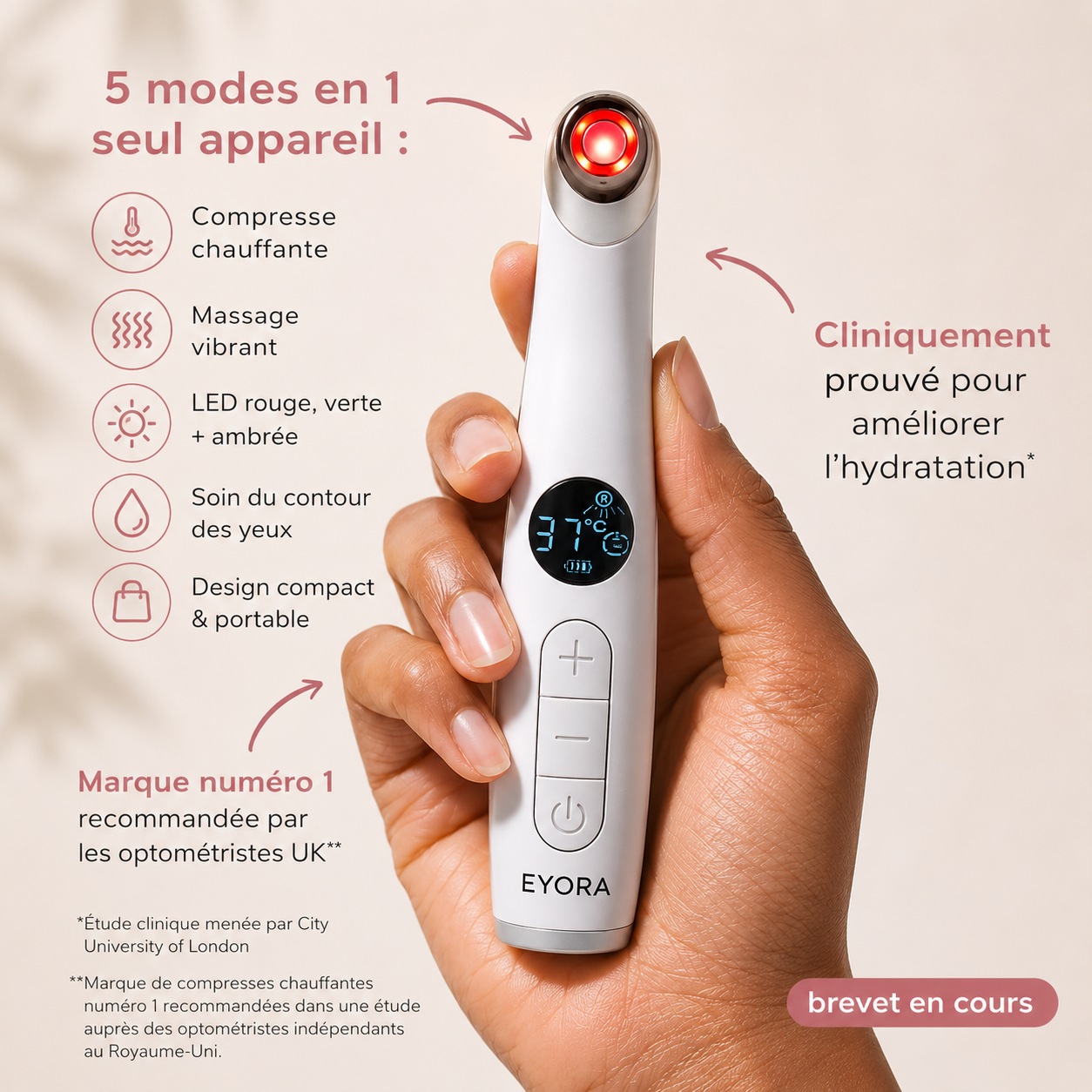 EYORA™ EyeLift Pro – Appareil Anti-Cernes & Anti-Rides Chauffant